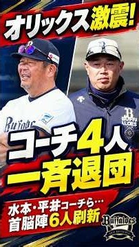オリックス、コーチ4人が一斉退団 水本、平井コーチら…球団発表、計6人の首脳陣刷新