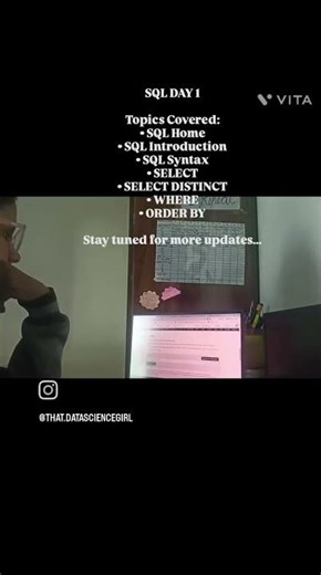SQL Day 1 — foundations first. #dailyhustle #sql #trending #daillyvlogger #vlogs #studyvlog