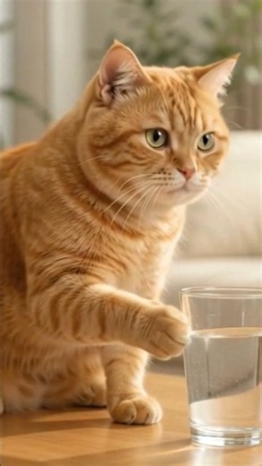 ​"It Wasn’t Me!" – Naughty Cat Knocks Over Glass! 😹