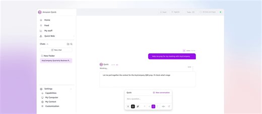 NEW from @awscloud at #WhatsNextWithAWS: Amazon Quick just dropped its BIGGEST update since launch. 💻 Quick is now a personalized app on your desktop 🤖 Proactive AI that works in the background, surfacing what you need before you even ask ✅ Create live dashboards, apps, polished presentations, and engaging imagesIn other words: one AI platform that remembers you, builds for you, and connects to everything you already use.
