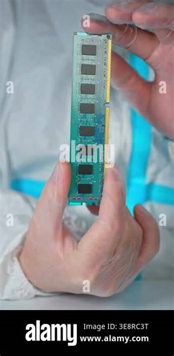 RAM Unit of the computer or DRAM, Dynamic Random Access Memory chips display. Concept of AI boom and massive shortage of RAM, driving prices high as tech giants hoard components for data centers Stock Video Footage - Alamy
