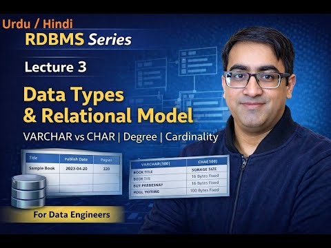 RDBMS Lecture 3 | Data Types Concepts | VARCHAR vs CHAR | Degree & Cardinality | (Urdu & Hindi)