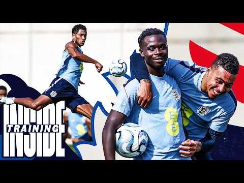 Saka vs Eze wall ball ⚽️ Gibbs-White on fire 🔥 free kicks & sprint comps | Inside Training | England