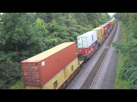 2 CSX Trains Meet Overhead View! Long Range Train Meet! 2 Big Trains Meet! LTEX Switcher + More!