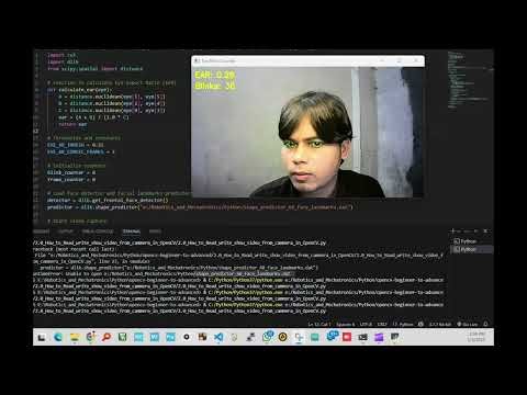 Eyeblink Counter Project | Python | OpenCV | dlib | SciPy | Robotics with Rajib