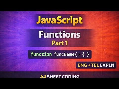 JavaScript Functions Explained | Functions | Part 1 | Eng + Telugu | A4 Sheet Coding