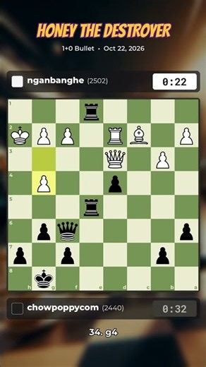 Checkmate in 47 as Black vs nganbanghe (2502) in 1+0 bullet ⚡♟️🔥 #Shorts