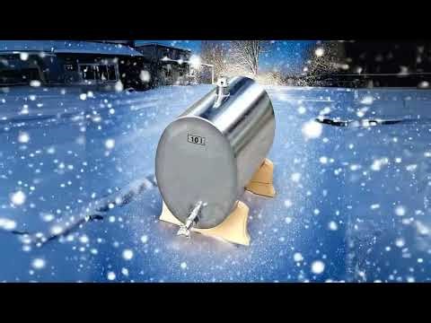 Rozsdamentes acéltartály ovális, fa talppal!