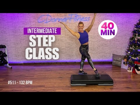 Step Aerobics Workout - Intermediate Step Class - 40 Min - 132 BPM - #511