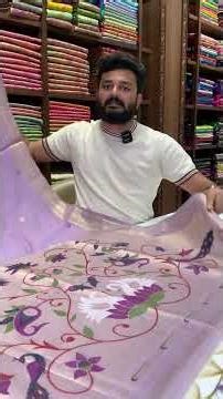 Lavender Swan Minakari Linen Saree || 1650/- || COD Available