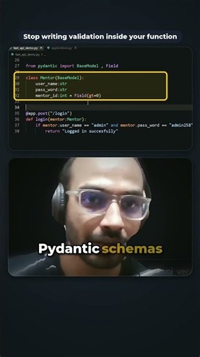 Pydantic keeps your FastAPI functions clean #FastAPI #Pydantic