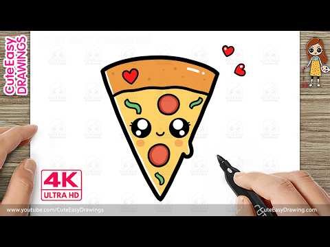 How to Draw a Cute Pizza Slice | Easy Kawaii Drawing for Kids & Toddlers