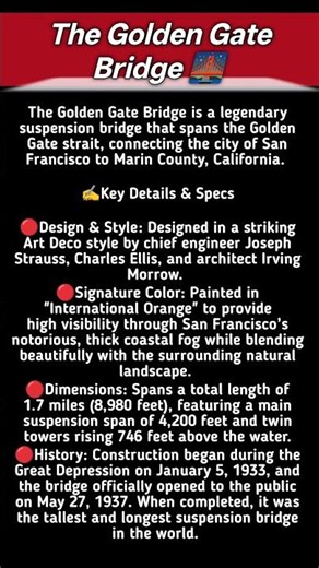 🌉 Golden Gate Bridge – America’s Iconic Red Bridge! 🇺🇸