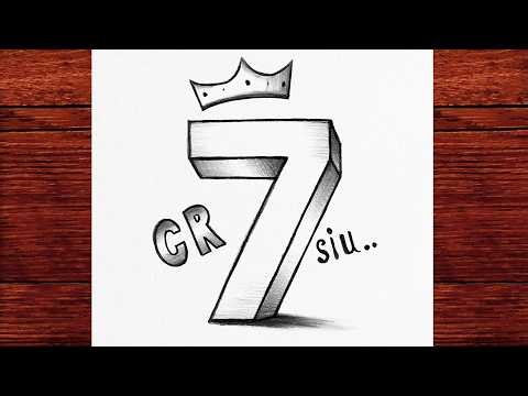 How to Draw Cristiano Ronaldo Number 7 in 3D | Easy Football Drawing Tutorial