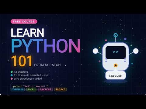 Learn Python for Beginners in One Video — Variables, Loops, Functions & Mini Project Explained