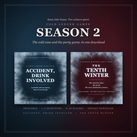 Season 2: a cold case and a murder mystery party game at one lake house, out now