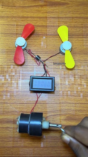 Two mini fan & Voltmeter powered by gear motor #dcmotor #project #youtubeshorts