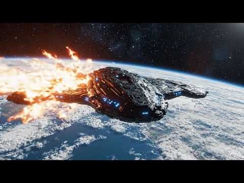 Alien Spaceship approaching to earth (AI)