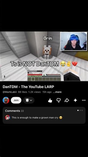 R.I.P GRIM 😢 #dantdm #larp #memes #funny #minecraft