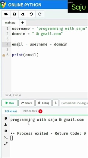 How to Combine Strings in Python username + domain example