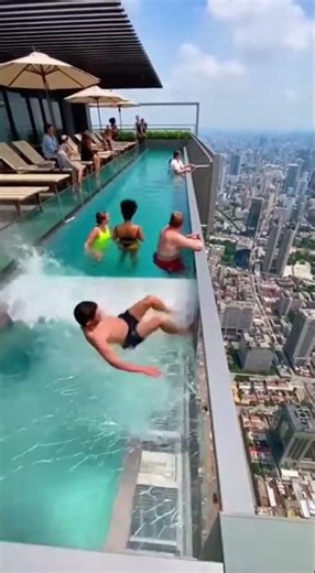 Infinity Pool Cracks Open, People Start Falling 😳💥