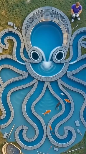 Giant Octopus Pool Built in Backyard