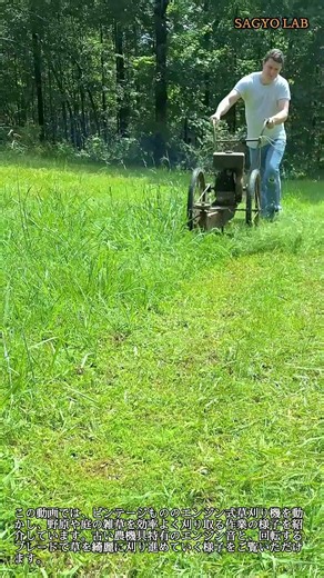 ビンテージエンジン式草刈り機による草刈り作業 #worker #process #tools #lawnmower #vintage
