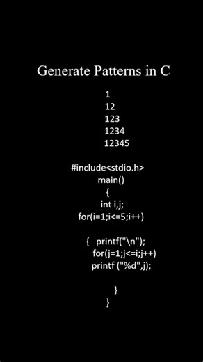 Pattern Generation in C programming#shorts#short#trending#cprogramming #nestedforloops