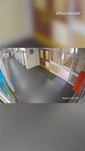 ⚠️😱 Warning: Sensitive Content Recently released CCTV footage shows the events following a teenage boy stabbing his teacher in Wales. He has been sentenced to four and a half years in youth detention. 🎥: CPS Via Storyful