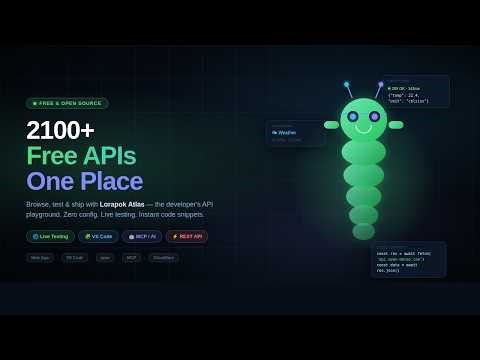 Explore 2100+ Free Open Source APIs With Lorapok Atlas