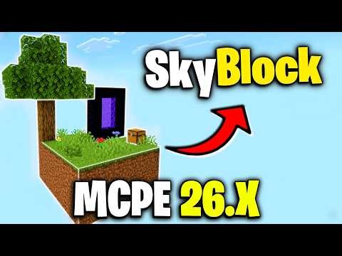 🟢 El MEJOR MAPA SKYBLOCK PARA MCPE 26.X 😯| TODO MINECRAFT en una ISLA