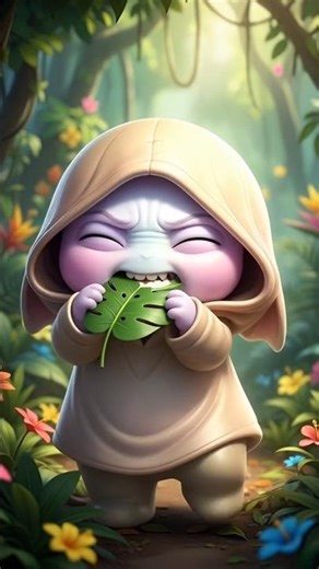 Alien Tries Eating a Leaf 😖🌿 | Funny Animated Short #alien #aivideo #ytshorts #zobo