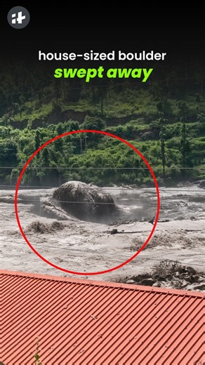 nepal flood’s terrifying force sweeps away house-sized boulder #shorts