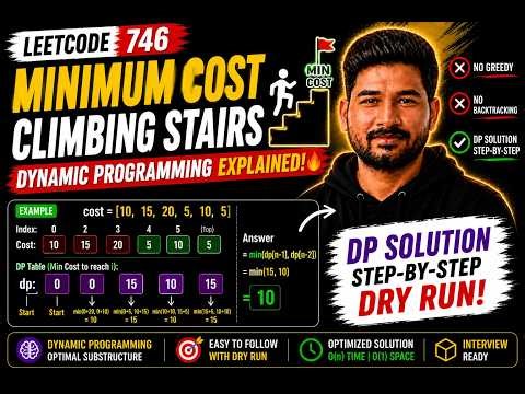 LeetCode 746: Min Cost Climbing Stairs | Greedy Approach Explained 🚀 | Step-by-Step Dry Run #dsa