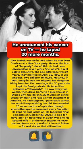 He kept hosting through chemo — 20 months of "Jeopardy!" #AlexTrebek #love #devotion
