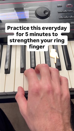 The best piano exercise for beginners to strengthen the ring finger and improve independence! Easy piano tutorial on how to do this simple piano exercise with both hands together. #pianotutorial #pianolesson #beginnerpiano #pianopractice #easypiano