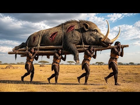 3.2 Million Years Ago | Giant Saber-Tusked Boar Attacks Early Humans