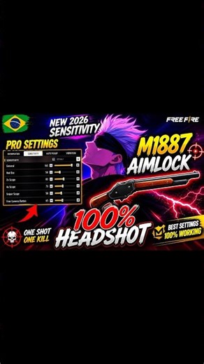🔥 M1887 Aimlock Sensitivity 2026 | 100% Headshot Trick Best Free Fire Settings