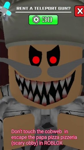 Don't touch the cobweb in escape the papa pizza pizzeria (scary obby) in ROBLOX