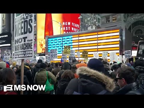 Protestors gather in Times Square after U.S. attack on Venezuela