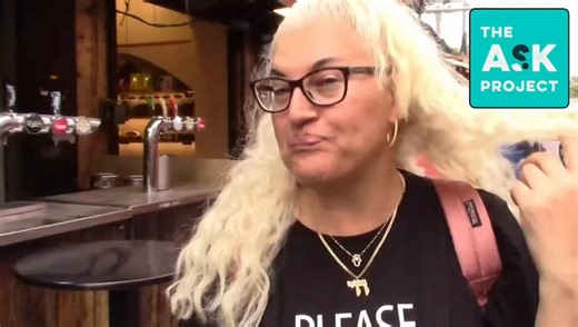 This lady actually does the "Israelis in English—'I'm a victim!'; Israelis in Hebrew—'I'm Adolf Hitler!'" meme in real life. 😂