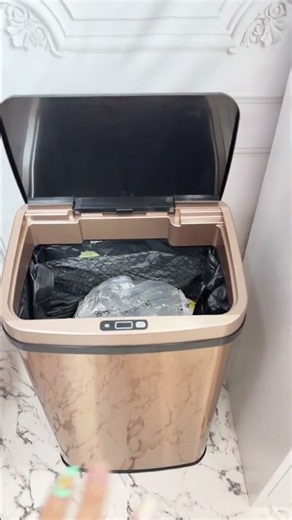 Magic Hands-Free Trash Can Demo QVC Gold Motion Sensor Bin #HomeInnovation #SmartLiving