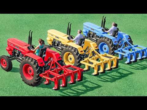Mini Tractors With COLORS - Cultivating with MINI FIAT TRACTORS | Farming Simulator 22