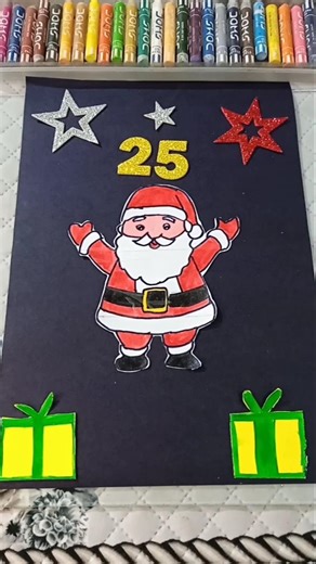 diy easy Christmas santa claus card tutorial for beginners mini texture craft #ytshorts #shorts #yt