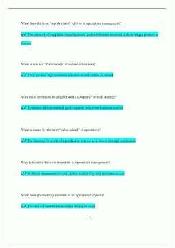 Operations Management Chapter 1 Questions and Answers Latest Version Rated A96