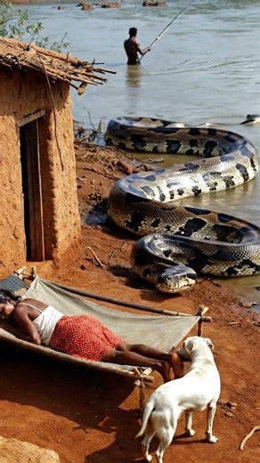 Giant Python Crawls Toward Sleeping Woman 😳 | 8K River Scene #snake #wildlife #cinematic #giant