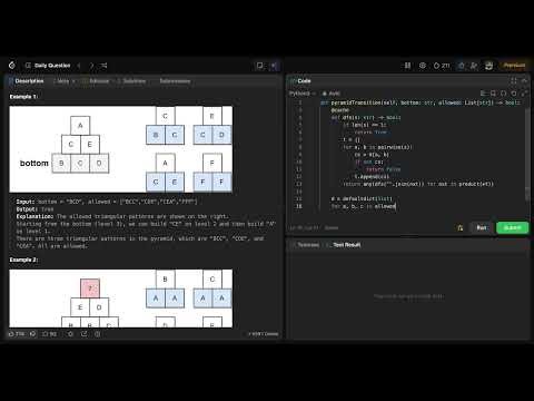 Leetcode 756. Pyramid Transition Matrix in Python | #coding #dailychallenge