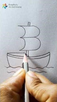 A Beautiful Boat Draw From Double 3 numbers '33' #rongdhonuartanddrawing #drawing