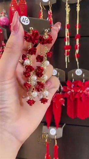Red Rose 🌹💝 Collection 🌹✨ Romantic Floral Dangle Earrings ❤️ Luxury Jewelry Styling #jewelry