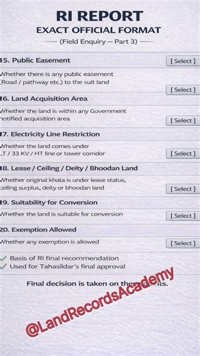 Land Conversion RI Report – Exact Official Format part 3 | Odisha |Part - 8